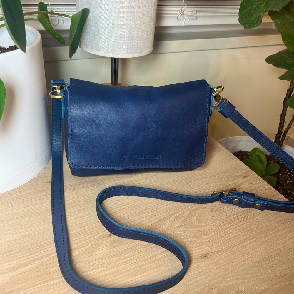 Portland Leather Goods Blue Crossbody Bag